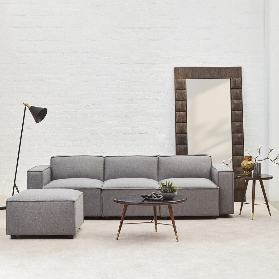 Grey Fabric Ottoman Stool
