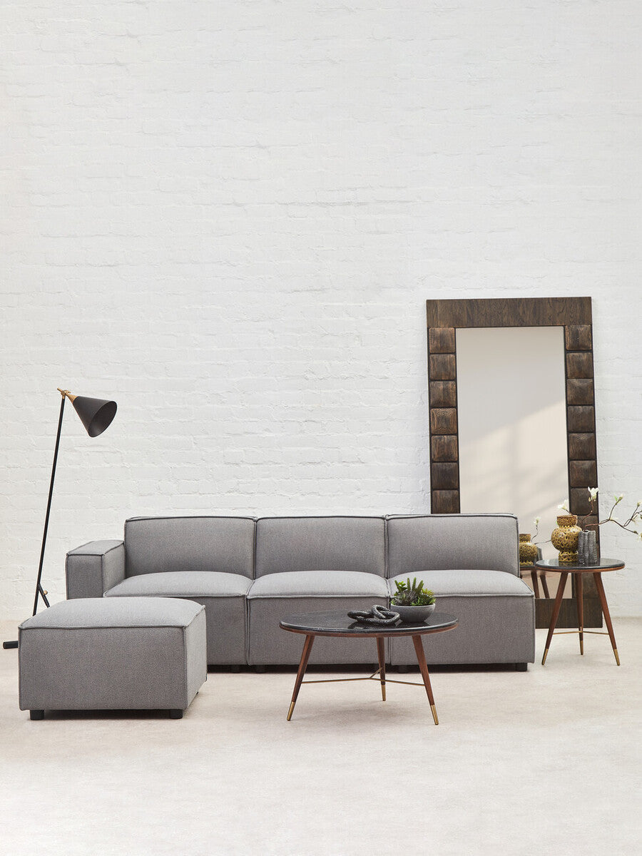 Grey Fabric Ottoman Stool