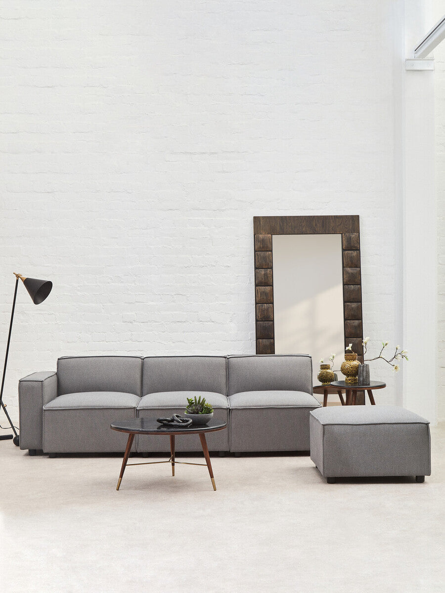 Grey Fabric Ottoman Stool