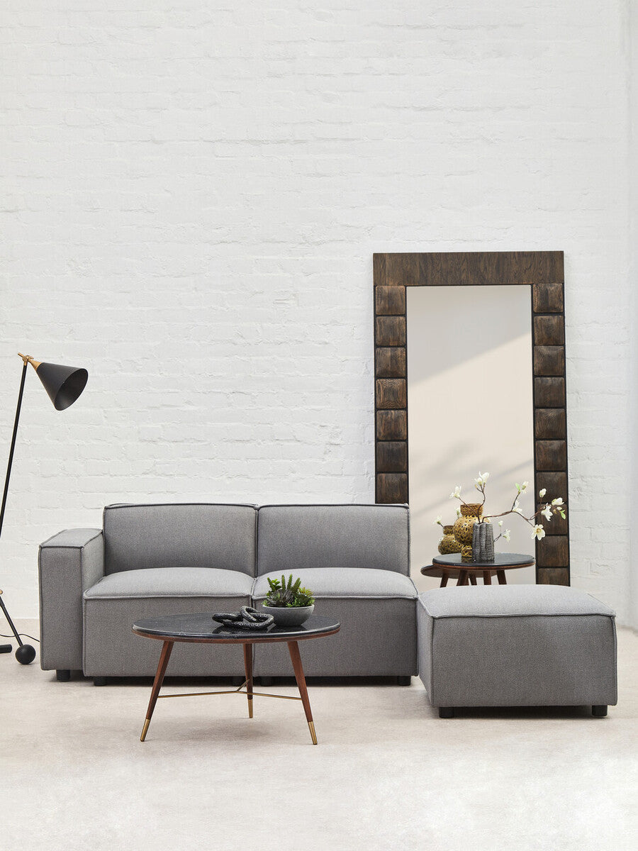 Grey Fabric Ottoman Stool