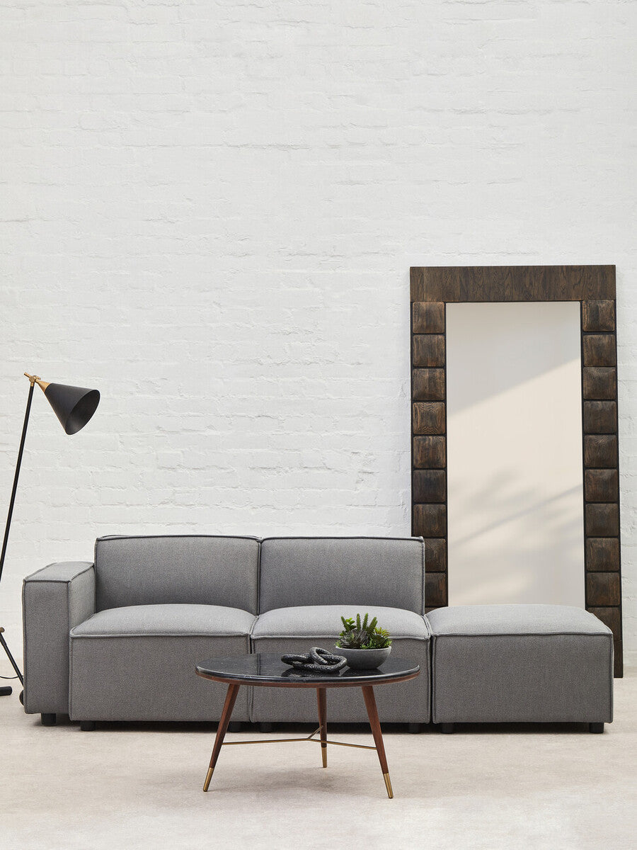 Grey Fabric Ottoman Stool