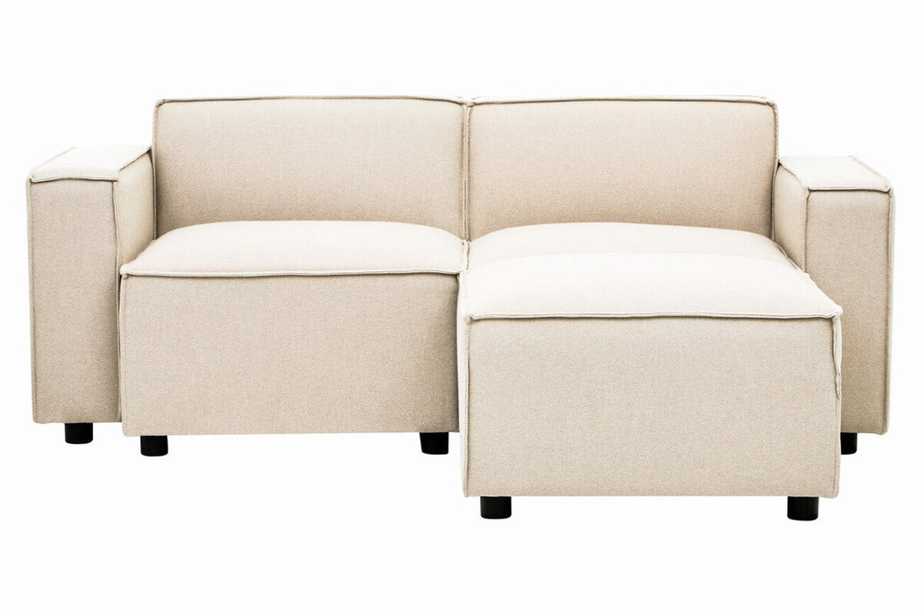 Cream Fabric Ottoman Stool