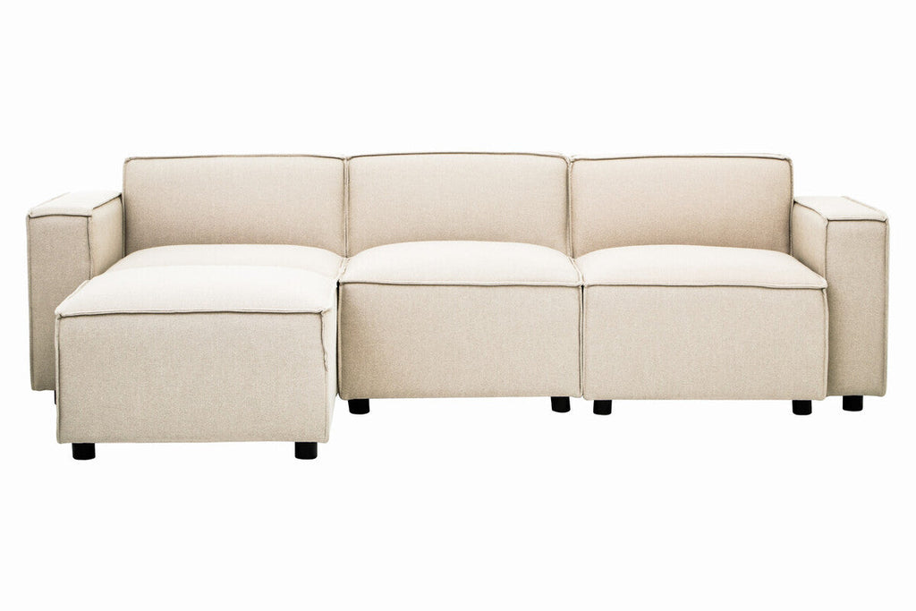 Cream Fabric Ottoman Stool