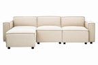 Cream Fabric Ottoman Stool