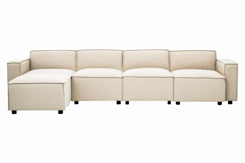Cream Fabric Ottoman Stool