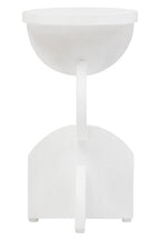 White Finish Mango Wood Abstract Side Table with Sculpted Geometric Base
