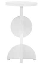 White Finish Mango Wood Abstract Side Table with Sculpted Geometric Base