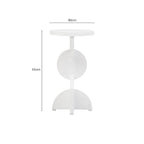 White Finish Mango Wood Abstract Side Table with Sculpted Geometric Base