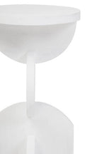 White Finish Mango Wood Abstract Side Table with Sculpted Geometric Base
