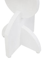 White Finish Mango Wood Abstract Side Table with Sculpted Geometric Base