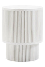 Whitewashed Mango Wood Ridge Detail Side Table with Column Base