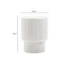 Whitewashed Mango Wood Ridge Detail Side Table with Column Base