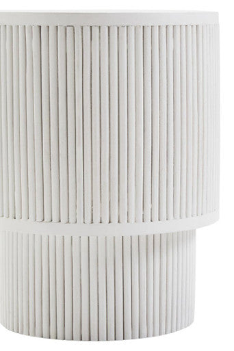 Whitewashed Mango Wood Ridge Detail Side Table with Column Base