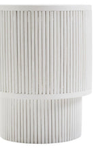 Whitewashed Mango Wood Ridge Detail Side Table with Column Base