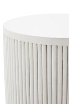 Whitewashed Mango Wood Ridge Detail Side Table with Column Base