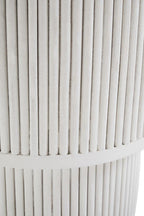 Whitewashed Mango Wood Ridge Detail Side Table with Column Base