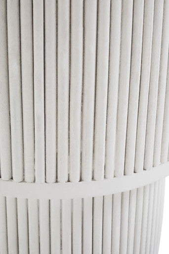 Whitewashed Mango Wood Ridge Detail Side Table with Column Base