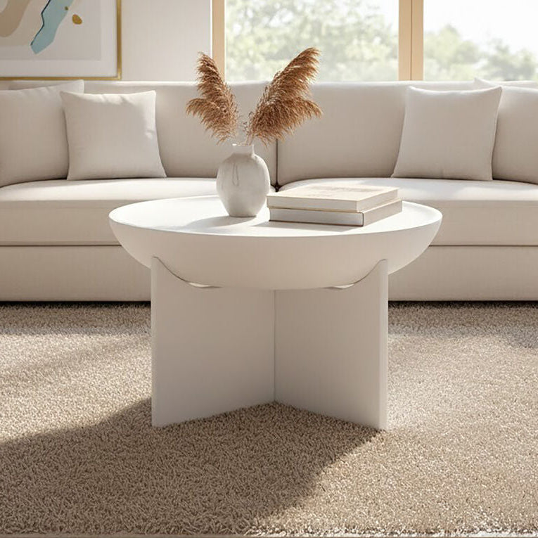 Whitewash Mango Wood Round Coffee Table