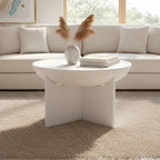 Whitewash Mango Wood Round Coffee Table