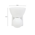 White Finish Mango Wood Round Side Table with Sphere and Semi-Cupped Legs