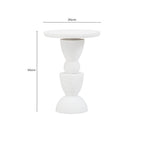 Whitewash Mango Wood Round Top Side Table with Sculptural Pedestal Base