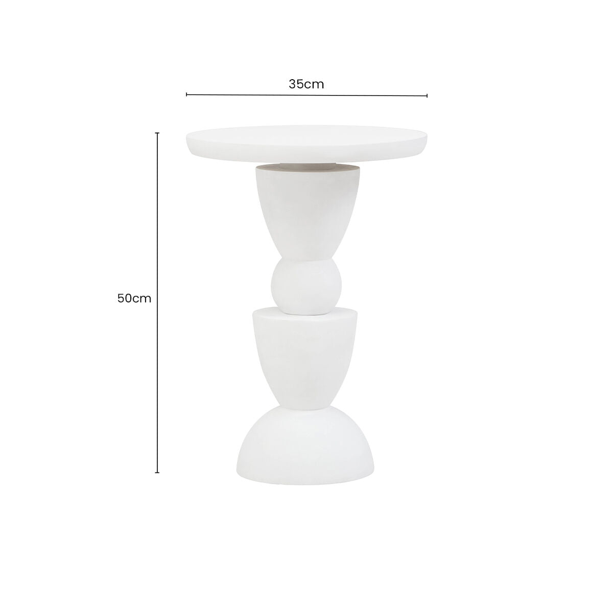 Whitewash Mango Wood Round Top Side Table with Sculptural Pedestal Base