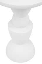 Whitewash Mango Wood Round Top Side Table with Sculptural Pedestal Base