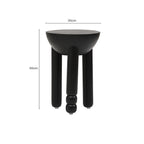 Black Mango Wood Round Side Table with Column Detail Base
