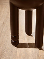 Black Mango Wood Round Side Table with Column Detail Base