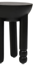 Black Mango Wood Round Side Table with Column Detail Base