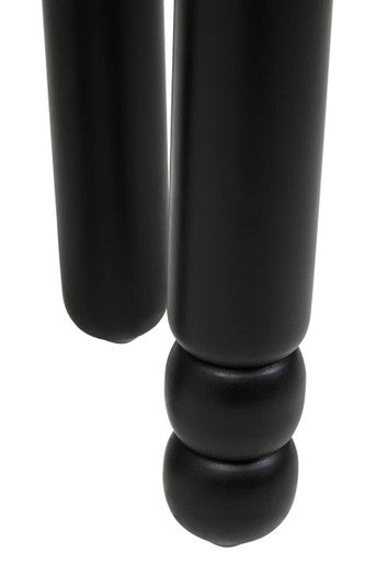 Black Mango Wood Round Side Table with Column Detail Base