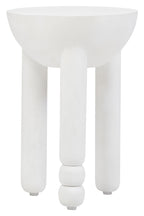 Whitewash Mango Wood Round Side Table with Column Detail Base