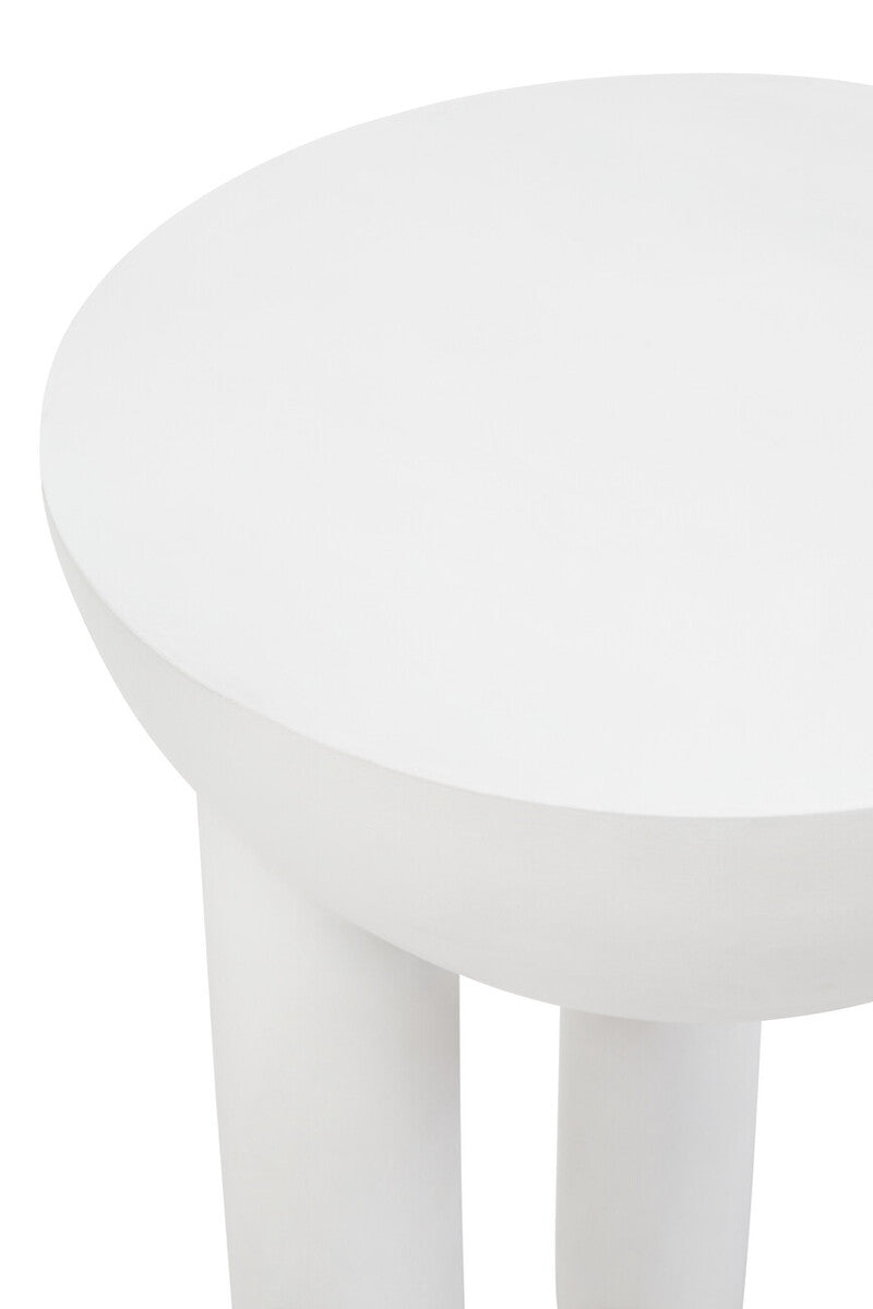 Whitewash Mango Wood Round Side Table with Column Detail Base