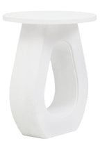 Whitewash Finish Mango Wood Accent Table with Horseshoe Cutout Base