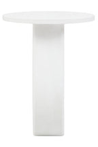 Whitewash Finish Mango Wood Accent Table with Horseshoe Cutout Base
