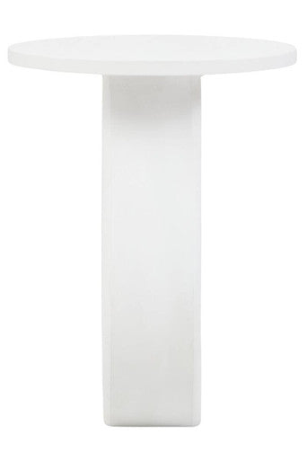 Whitewash Finish Mango Wood Accent Table with Horseshoe Cutout Base