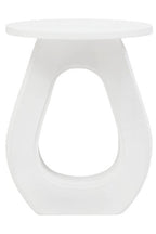 Whitewash Finish Mango Wood Accent Table with Horseshoe Cutout Base