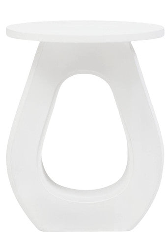Whitewash Finish Mango Wood Accent Table with Horseshoe Cutout Base