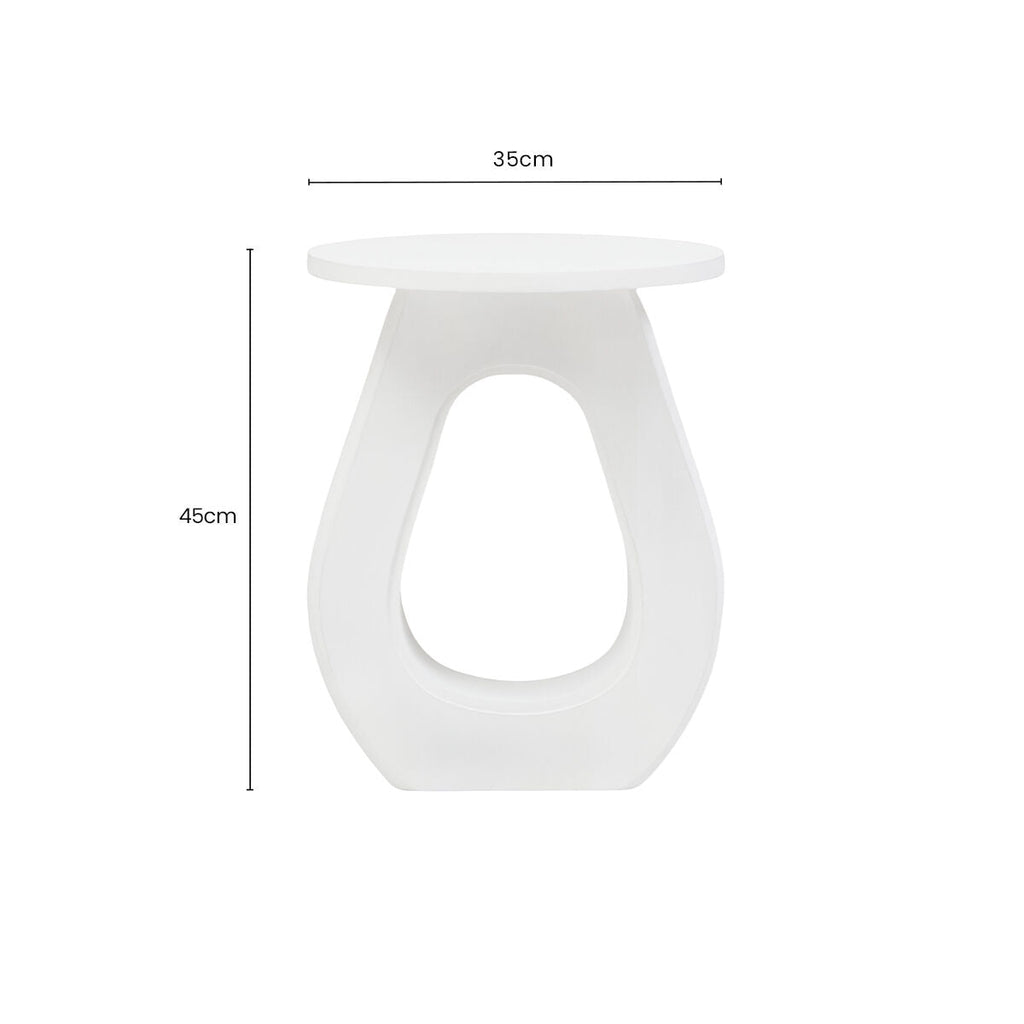 Whitewash Finish Mango Wood Accent Table with Horseshoe Cutout Base