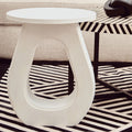 Whitewash Finish Mango Wood Accent Table with Horseshoe Cutout Base