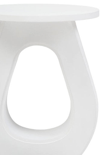 Whitewash Finish Mango Wood Accent Table with Horseshoe Cutout Base