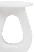Whitewash Finish Mango Wood Accent Table with Horseshoe Cutout Base