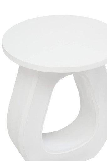 Whitewash Finish Mango Wood Accent Table with Horseshoe Cutout Base
