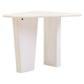 Whitewash Finish Mango Wood Pedestal Coffee Table with Ridged Base