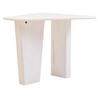 Whitewash Finish Mango Wood Pedestal Coffee Table with Ridged Base
