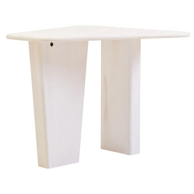 Whitewash Finish Mango Wood Pedestal Coffee Table with Ridged Base