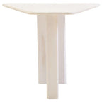 Whitewash Finish Mango Wood Pedestal Coffee Table with Ridged Base
