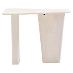 Whitewash Finish Mango Wood Pedestal Coffee Table with Ridged Base
