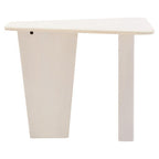 Whitewash Finish Mango Wood Pedestal Coffee Table with Ridged Base