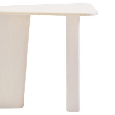 Whitewash Finish Mango Wood Pedestal Coffee Table with Ridged Base